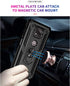 TJS Compatible with Motorola Moto G Power 2021 Case with Tempered Glass Screen Protector, Red Metal Ring Kickstand