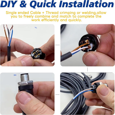 M8 5 Pin Male Socket Panel Aviation Wire, 8mm Shielded Circular Sensor Connector Cable, Outdoor Waterproof IP67