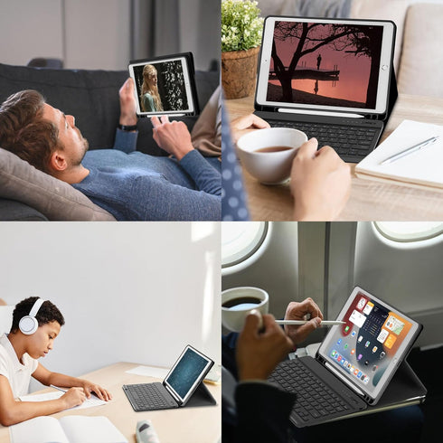 KBCASE Keyboard Case for iPad 9th/8th/7th Generation 2021/2020/2019, Compatible with iPad Air 3/Pro 10.5, Detachable