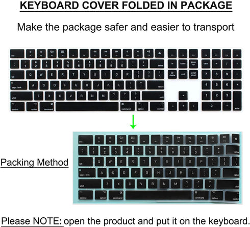 Silicone Keyboard Cover for Apple Magic Keyboard with Numeric Keypad MQ052LL/A (A1843), US Layout, Black