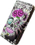 Purple Flower Sugar Skull Leather Flip Phone Case Wallet Cover with Card Slot Holder Kickstand for Google Pixel 6 Pro