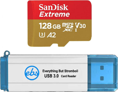 SanDisk 128GB Memory Card Extreme for Gopro Hero 7 Black, Silver, White Bundle with Card Reader