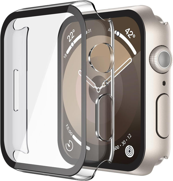 Misxi 2 Pack Hard PC Case with Tempered Glass Protector for Apple Watch 41mm, Lightweight Anti-Drop Cover