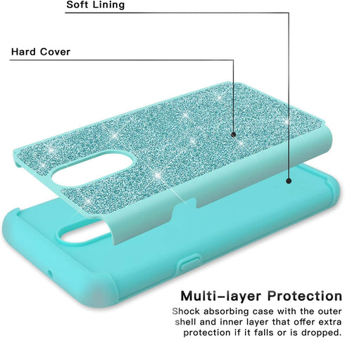 TJS Phone Case for LG Stylo 5/LG Stylo 5 Plus/LG Stylo 5V/LG Stylo 5X, Glitter Bling Cute Girls Women Design Dual Layer