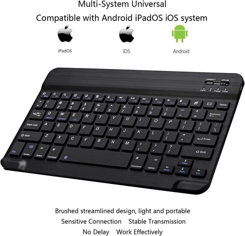 Portable Mini Wireless Bluetooth Keyboard Ultra-Slim Rechargeable for Apple iPad iPhone Samsung Tablet Phone Smartphone