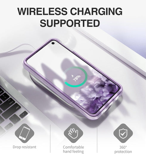 SURITCH 360 Protective Case for Samsung Galaxy S10e, Matte Purple, Rugged Hybrid Bumper, Built-in Screen Protector,