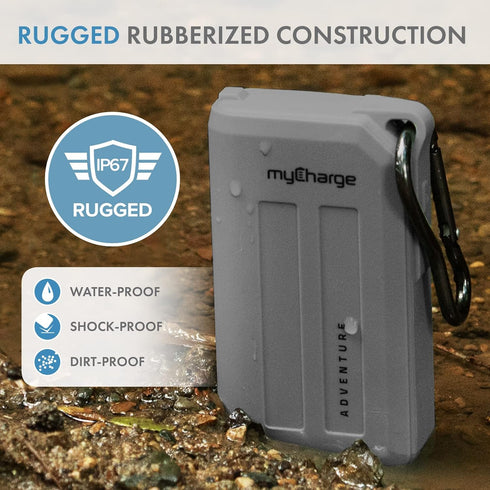 myCharge Portable Charger Waterproof Power Bank 6700mAh, Fast Charging Rugged Outdoor USB Battery Pack for iPhone,