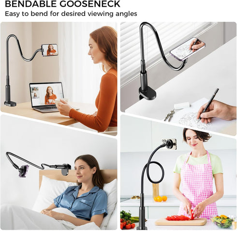 Voinap 17 16 15 14 13 12. Gooseneck Phone Holder for Bed Laying Dowm, Magnetic Cell Phone Stand for Desk Headboard