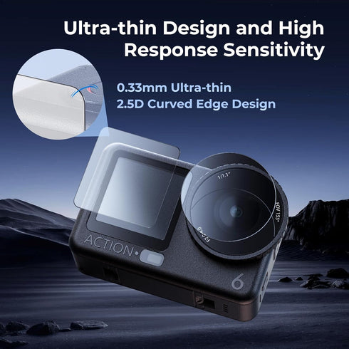SMALLRIG 6, 5892 Screen Protector Kit, Tempered Glass Screen Protector for DJI Osmo Action Ultra-Thin and Durable