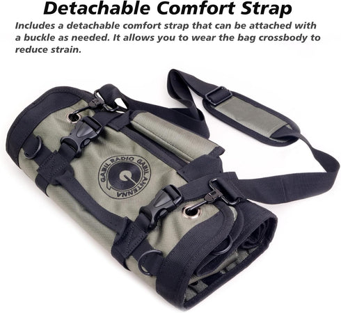 GR-ARB01 (Brown) Versatile Antenna Roll Bag, 1680D Oxford Cloth, Modular Velcro Pockets, Portable Tool Organizer for