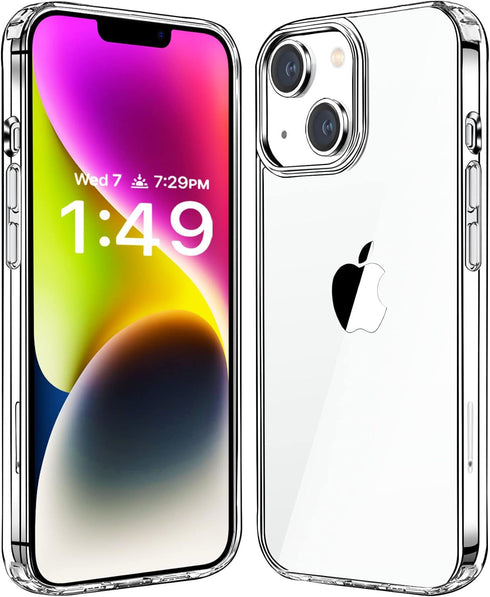 JJGoo iPhone 14 Plus Case Clear, Non-Yellowing Shockproof Slim Anti-Scratch Hard PC Back Protective Cover