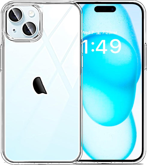 JJGoo Clear Case for iPhone 15 Plus, Soft TPU Shockproof Transparent Bumper Cover, Slim Thin