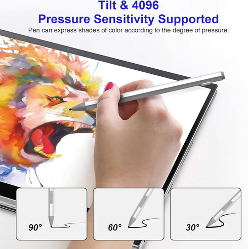 Surface Pen Stylus for Microsoft Surface Pro 11/10/X/9/8/7/7+/6/5/4/3, Palm Rejection, 4096 Pressure, Magnetic,