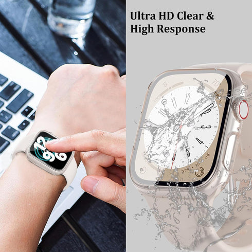 2 Pack Waterproof Case for Apple Watch 40mm, Compatible with SE (2nd Gen) Series 6 5 4, Tempered Glass Screen Protector