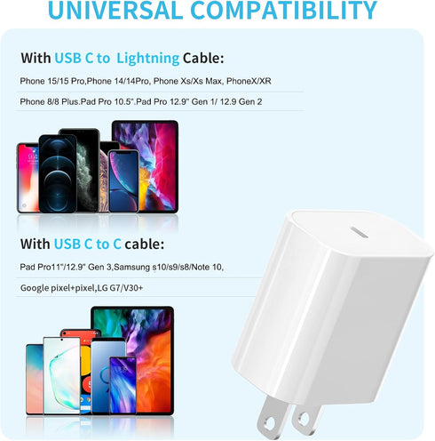 3Pack USB C Charger Block 20W, iGENJUN PD 3.0 Type C Wall Charger, USBC Power Adapter Brick for Phone 15/14/13, Galaxy