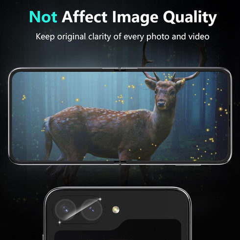 YWXTW Upgraded Alignment Tray for Samsung Galaxy Z Flip 5 - 2 Pack Tempered Glass & Camera Lens Protectors, Case
