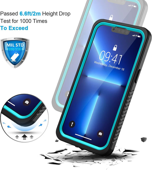 Lanhiem Case for iPhone 13 Pro Max, IP68 Waterproof Dustproof Shockproof with Screen Protector, Full Body Cover - 6.7