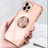 Omorro Rose Gold iPhone 13 Pro Case - Kickstand Ring Holder with 360 Rotation, Slim Luxury Girly Case