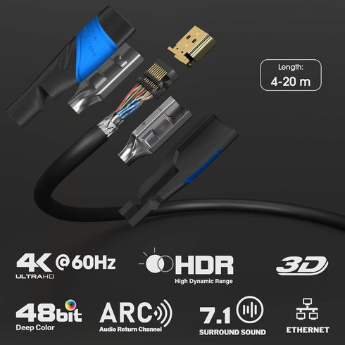 HDMI Cable 4K – 29ft – with A.I.S Shielding – Designed in Germany (Supports All HDMI Devices Like PS5, Xbox, Switch – 4K@60Hz, High Speed HDMI Cord with Ethernet, Black) – by CableDirect by KabelDirekt