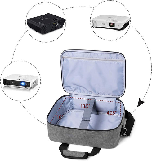 Projector Carrying Case with Accessories Pockets - Travel Bag, Storage Bag, Organizer, Carrier for Epson, BenQ,