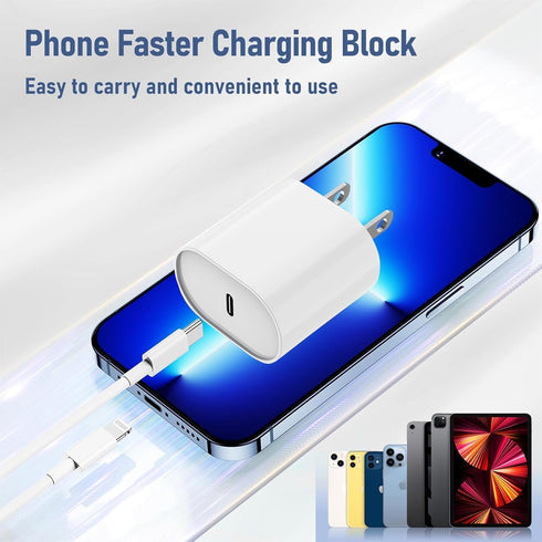 Fast Charger for iPhone Charge Fast Charging?MFi Certified?, Compatible with iPhone 14 13 12 Pro/14 Plus/13 Pro Max/11/XS Max/XR, USB C to Lightning Cable 6FT with 20W USB C Rapid Charger Block-2Pack