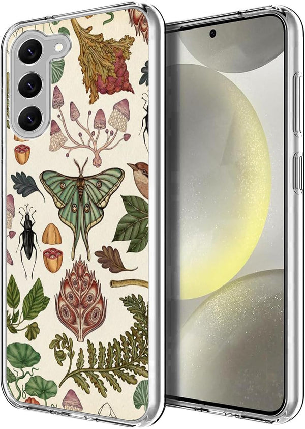 Fashion Case for Samsung Galaxy S24 Plus - Mushroom Moth Herb Aesthetic Vintage Cottagecore Botanical Art Design.