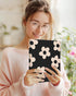 iPad 10th Generation Case with Keyboard, Pencil Holder, 10.9 Inch Folio Cover, Cute Girly Design (Black Flower)