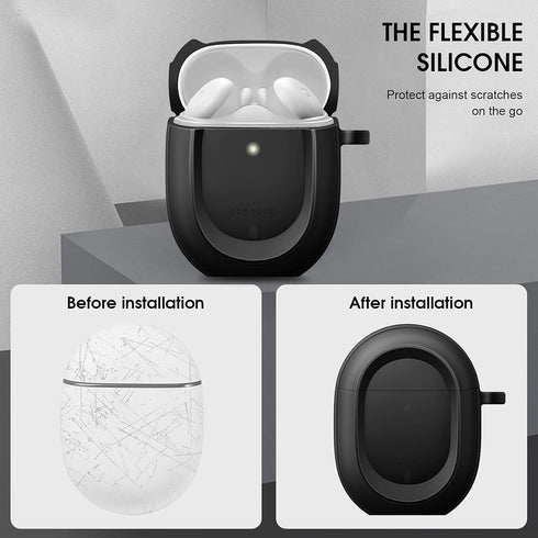 CaseBot Case Cover for Pixel Buds A-Series 2021 and Pixel Buds 2 (2020), Rugged Shield Protective Skin, Black