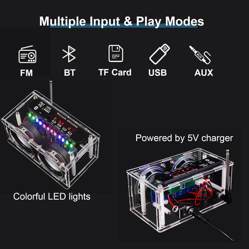 Radio Audio Soldering Kit, Bluetooth-Compatible LED Speaker Soldering Project, DIY Electronic Kit