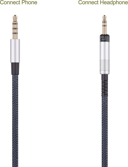 Audio Replacement Cable with In-Line Mic, Volume Control, Compatible with Sennheiser HD598, HD599, Samsung Galaxy