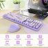 Wireless Keyboard and Mouse Combo, Ergonomic Full Size Typewriter Retro Round Keycaps, Compatible with Windows (Purple)