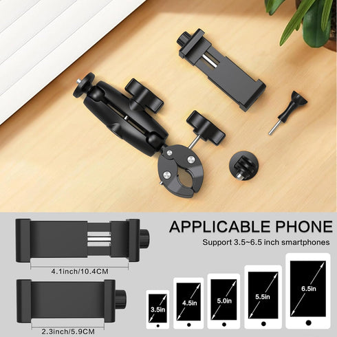 Super Camera Clamp Mount with 3.6" Socket Arm and 360° Ball Head - 1/4" Thread for Canon Nikon/DSLR/Gopro/Insta360