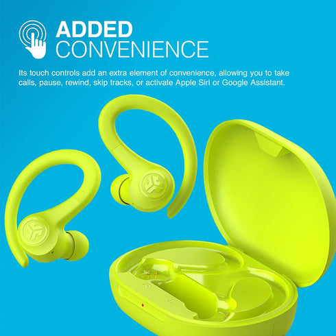 JLab Go Air Sport True Wireless Earbuds - Yellow, Featuring C3 Clear Calling, Secure Earhook Design, 32+ Hour Playtime