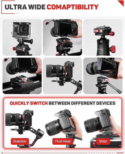 IFOOTAGE Q38-RS Action Camera Adapter Quick Release, Aluminum Tripod Mount Adapter, Quick Release Plate Compatible