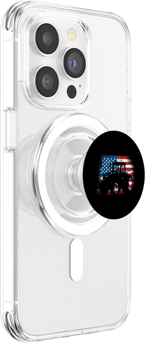 Tractor USA Flag PopSockets MagSafe PopGrip for iPhone - Patriotic Farmer Design