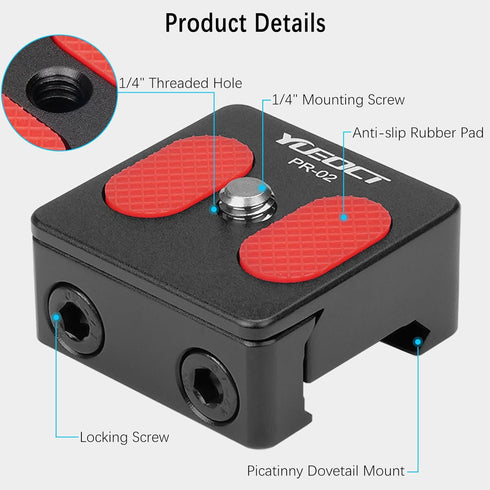 Metal Picatinny Dovetail Rail Mount Adapter with 1/4" Screw for Small Video Camera DSLR