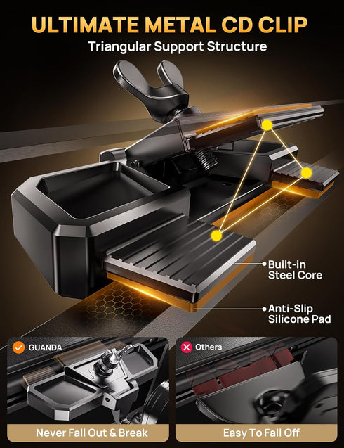 Upgraded CD Phone Mount for Car, Adjustable Universal Holder Compatible with iPhone & Android Cell Phones, Thick Cases