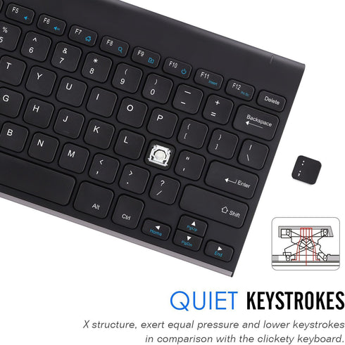 Arteck 2.4G Wireless Keyboard Ultra Slim Stainless Steel for Computer/Desktop/PC/Laptop/Smart TV, Windows 11/10/8/7