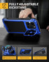 Lanhiem for iPhone 14 Pro Max Metal Case, Built-in Camera Kickstand & Tempered Glass Screen Protector, Blue
