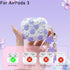 Purple Floral Case for AirPods 3rd Generation, 5 in 1 Kit with Cute Flower Pendant, Cleaning Pen, Wrist Strap
