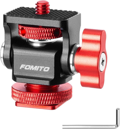 FOMITO Metal Camera Monitor Mount with 1/4" Serew and Cold Shoe, Rotary Adapter