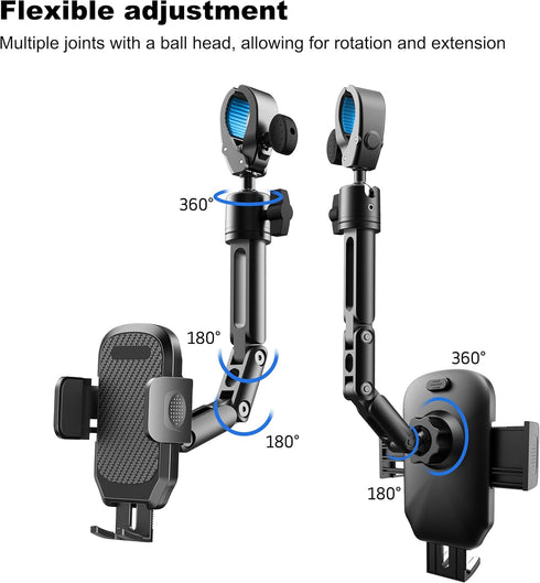 Quyee 4-7 Inch Phone Holder Car, Rear View Mirror Phone Holder - Aluminum Alloy Mount Multi-Angle Adjustment Rotatable