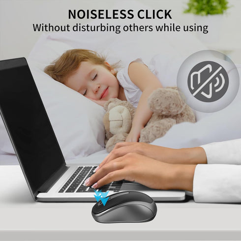 ACOZYKITTEN 2.4G Wireless Mouse for Portable Computer, Noiseless Mouse with USB Receiver, Ergonomics Cordless Optical
