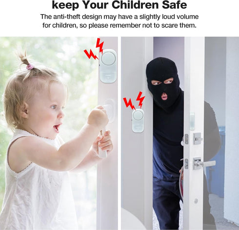 Door Window Alarm, 90DB Door Alarms for Kids Safety, Door Window Burglar Alarm-Window Pool Alarms for Home Security (2 Pack)