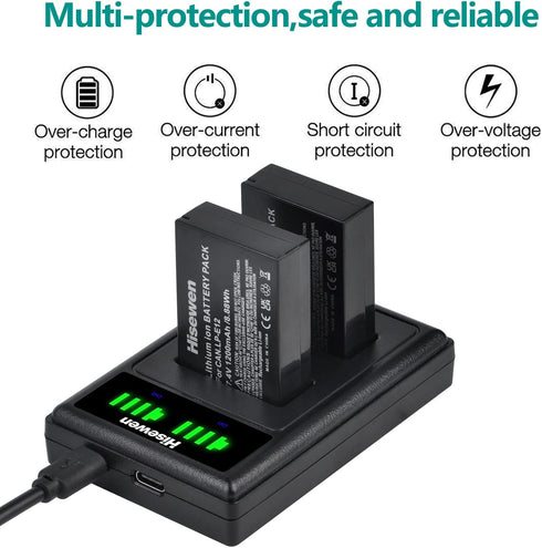 Hisewen LP-E12 Battery 2Pack with Dual USB Charger for Canon EOS M Series and Rebel SL1, Powershot