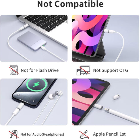 4 Pack Lightning to USB C Adapter for iPhone 15/15 Pro/15 Pro Max/15 Plus, Support Charging & Data Transfer, Type C