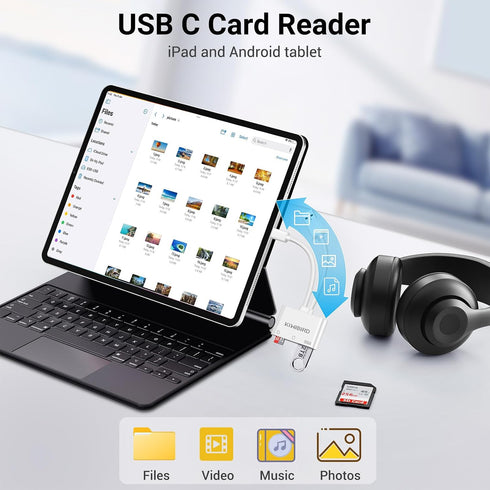 KiwiBird 16 15 S25 S24 SD Card Reader USB C, USB SD Card Reader, Digital Camera Adapter Memory Cards to USBC Type C