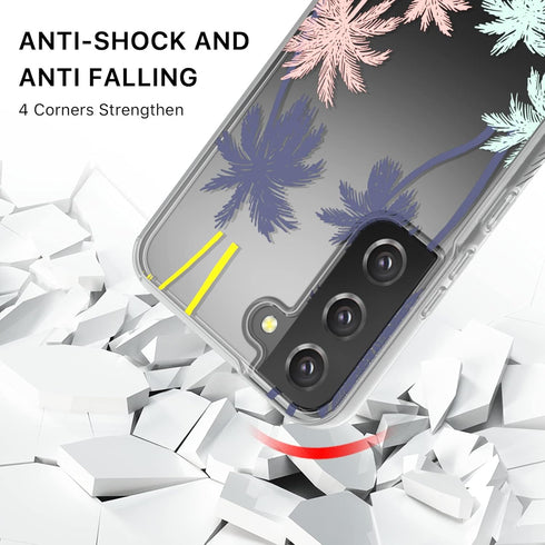 MYBAT PRO Slim Cute Clear Crystal Mood Series Case for Samsung Galaxy S22, 6.1 Inch Pastel Palms Military Grade