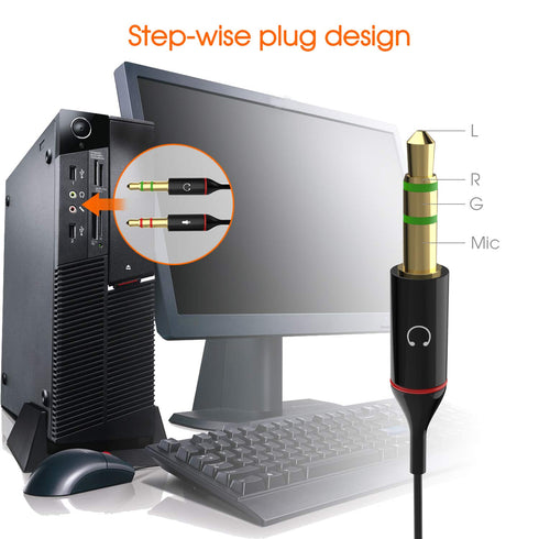 Maeline Headphone Splitter Adapter, 3.5mm Mic Cable for Computer, Headset 3.5mm Female to Dual Male