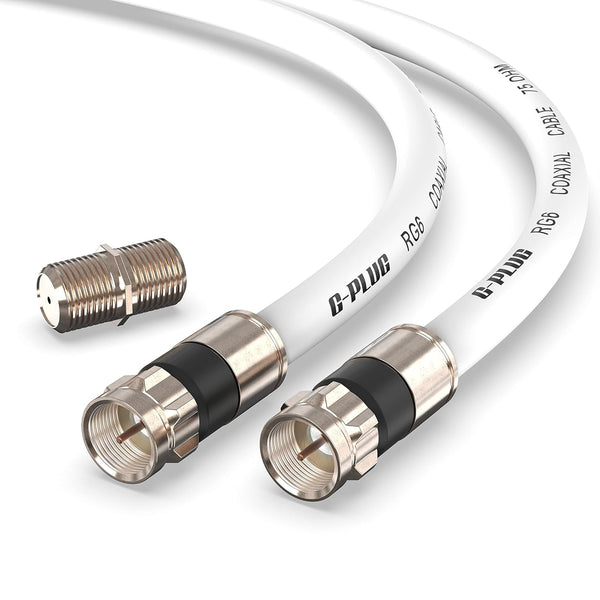 G-PLUG 75FT RG6 Coaxial Cable Connectors Set - High-Speed Internet, Weather-Sealed, Compression Connectors